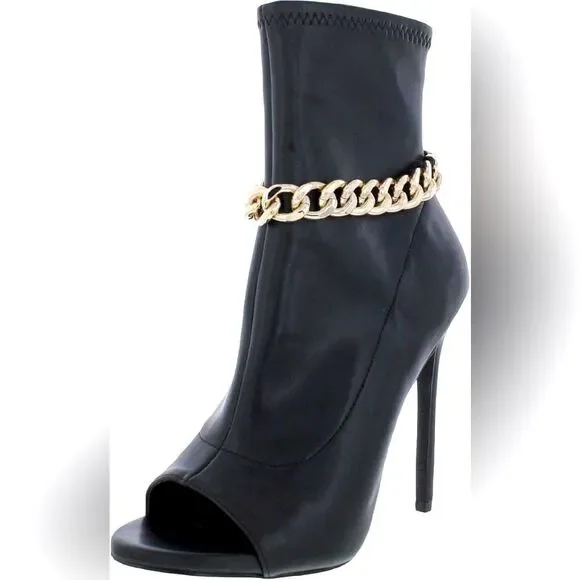 Steve Madden Womens Elettra Faux Leather Peep Toe Ankle Boots 8.5 - Picture 1 of 7